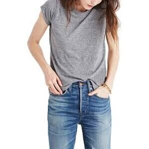 NWT Madewell Women's Super Soft Triblend Ex-Boyfriend T-Shirt Heathered Gray 2X